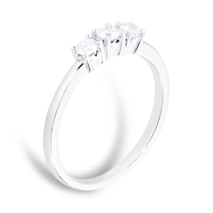 Goldsmiths 18ct White Gold 0.22ct Diamond Trilogy Engagement Ring