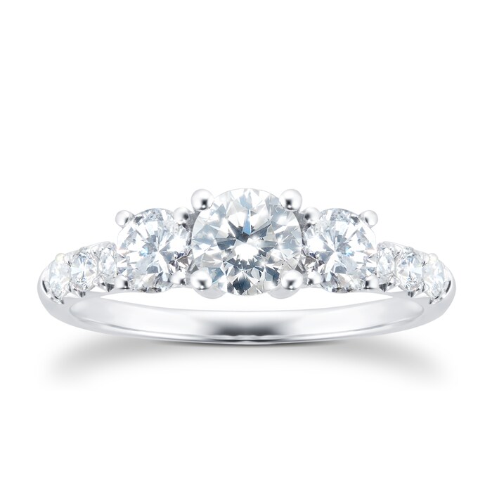 Goldsmiths 18ct White Gold 1.00ct Diamond Trilogy Engagement Ring