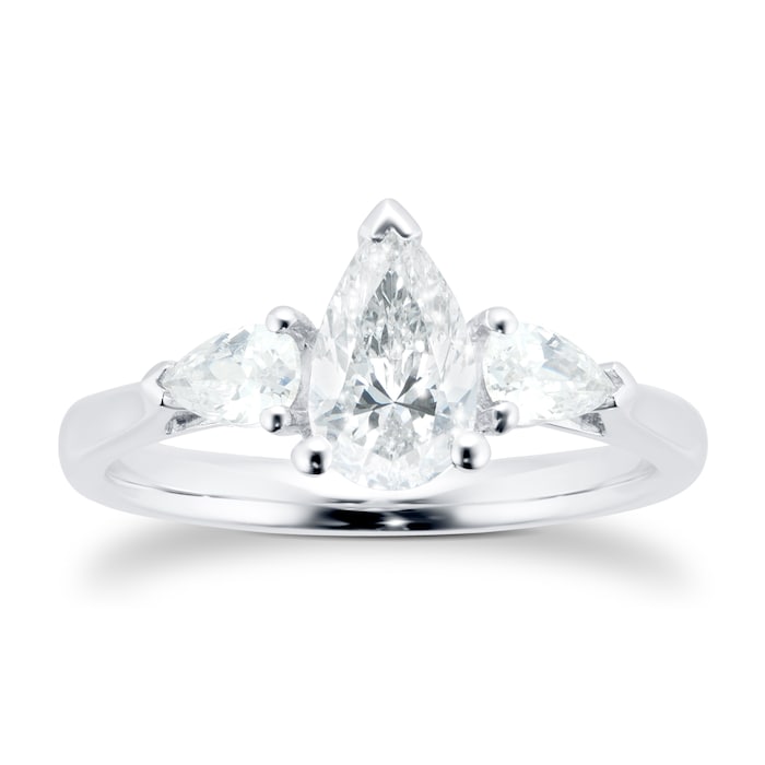 Goldsmiths Platinum 1.00cttw Diamond 3 Stone Pear Cut Ring