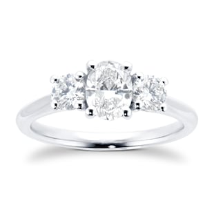 Goldsmiths Platinum 1.20cttw Diamond 3 Stone Oval Cut Ring