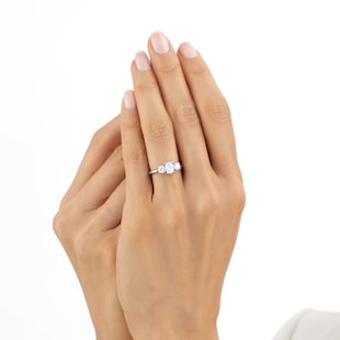 Goldsmiths Platinum 1.20cttw Diamond 3 Stone Oval Cut Ring