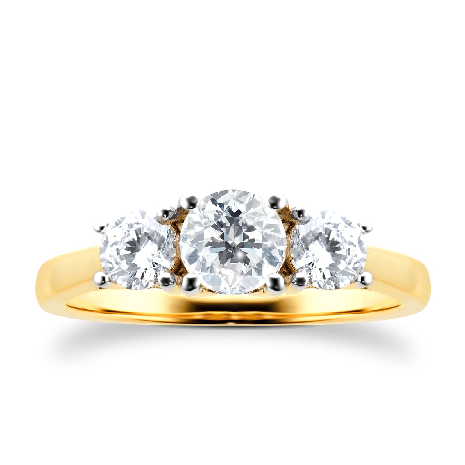 18ct Yellow Gold 1.50cttw 3 Stone Ring - Ring Size N