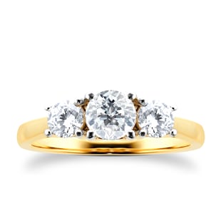 Goldsmiths 18ct Yellow Gold 1.50cttw 3 Stone Ring