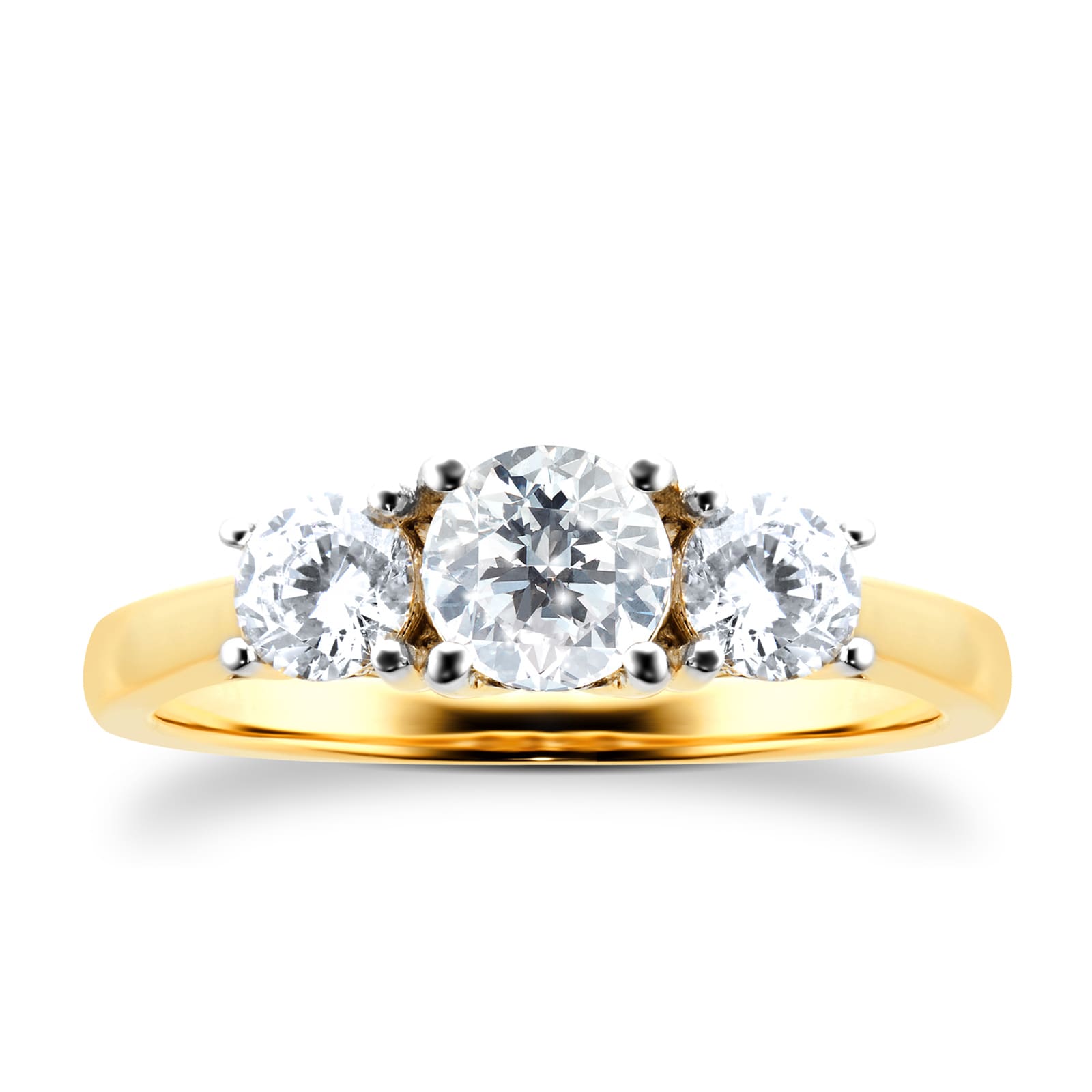 Goldsmiths 18ct Yellow Gold 1.50cttw 3 Stone Ring