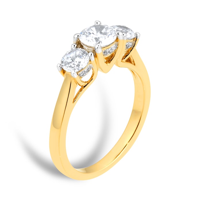 Goldsmiths 18ct Yellow Gold 1.50cttw 3 Stone Ring