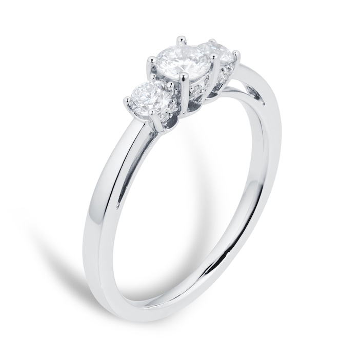 Goldsmiths 18ct White Gold 0.51 Carat Three Stone Goldsmiths Brightest Diamond Ring