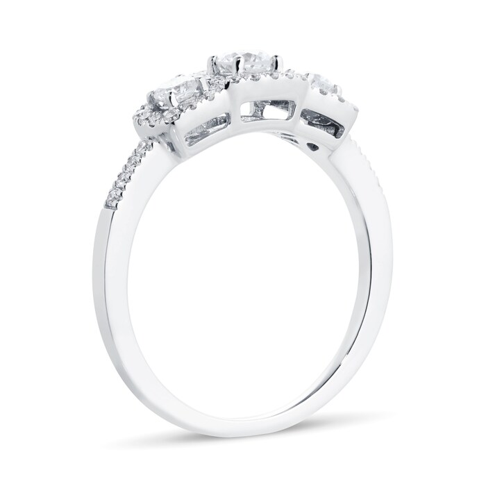 Goldsmiths 18ct White Gold Halo Cushion 0.50ct Goldsmiths Brightest Diamond Ring