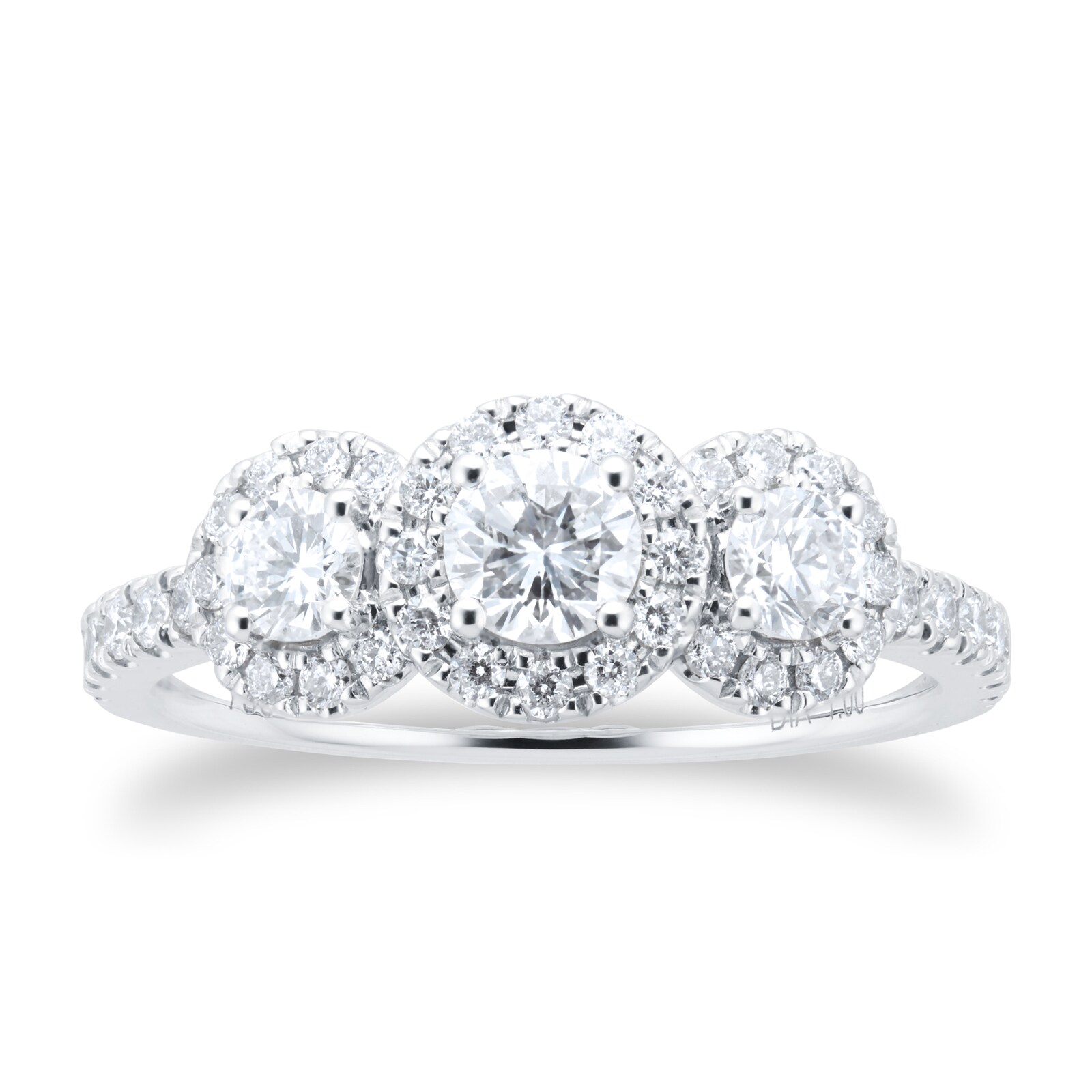 18ct White Gold Round 1ct Diamond Triple Halo Engagement Ring