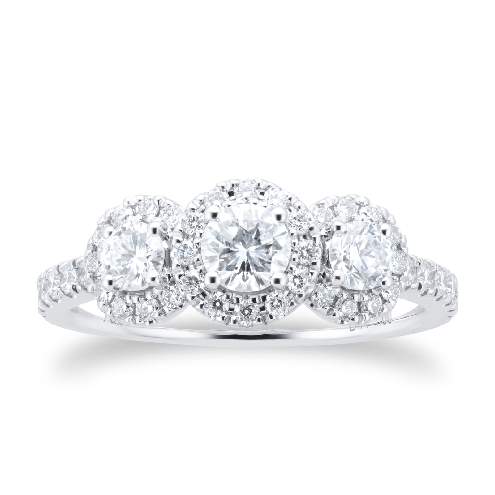 Best Luxury 
18ct White Gold Round 1ct Diamond Triple Halo Engagement Ring