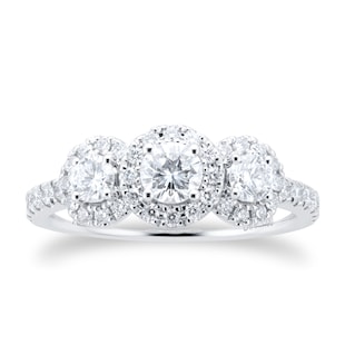 Goldsmiths 18ct White Gold Round 1ct Diamond Triple Halo Engagement Ring