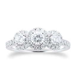 06031053 - 18ct White Gold Round 1ct Diamond Triple Halo Engagement Ring