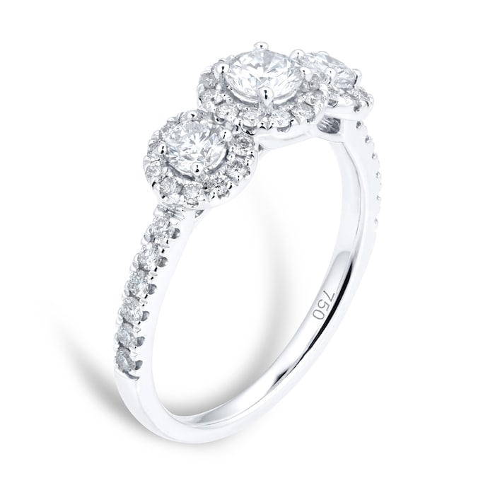 Goldsmiths 18ct White Gold Round 1ct Diamond Triple Halo Engagement Ring