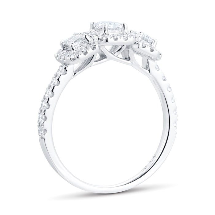 Goldsmiths 18ct White Gold Emerald Cut Diamond Triple Halo Engagement Ring