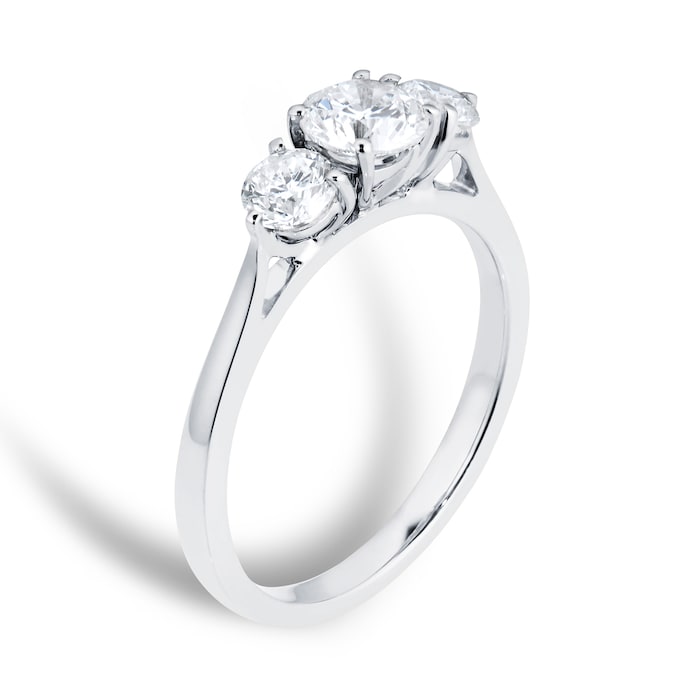 Goldsmiths 18ct White Gold 1.00cttw Diamond Three Stone Engagement Ring