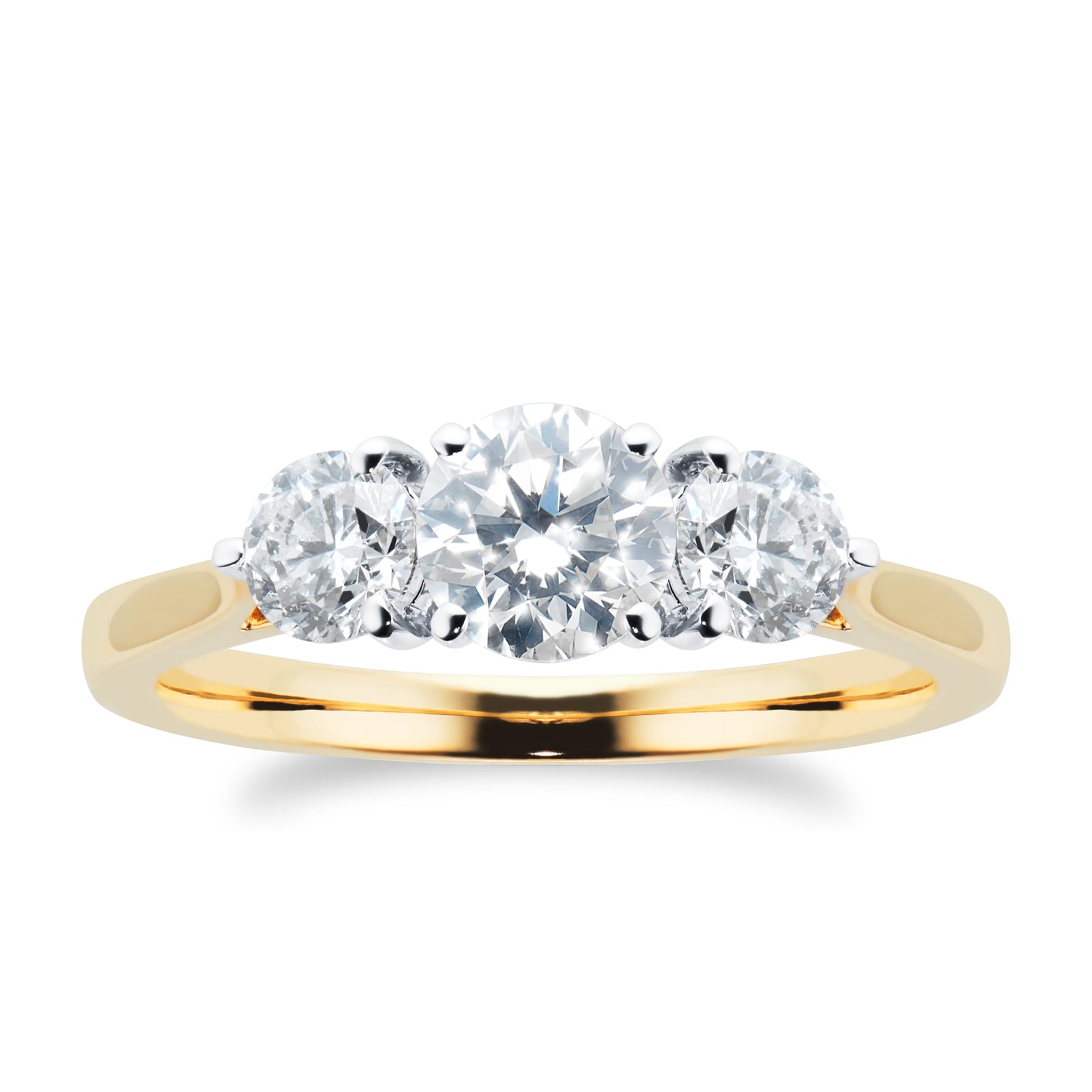 18ct Yellow Gold Diamond Three Stone Engagement Ring