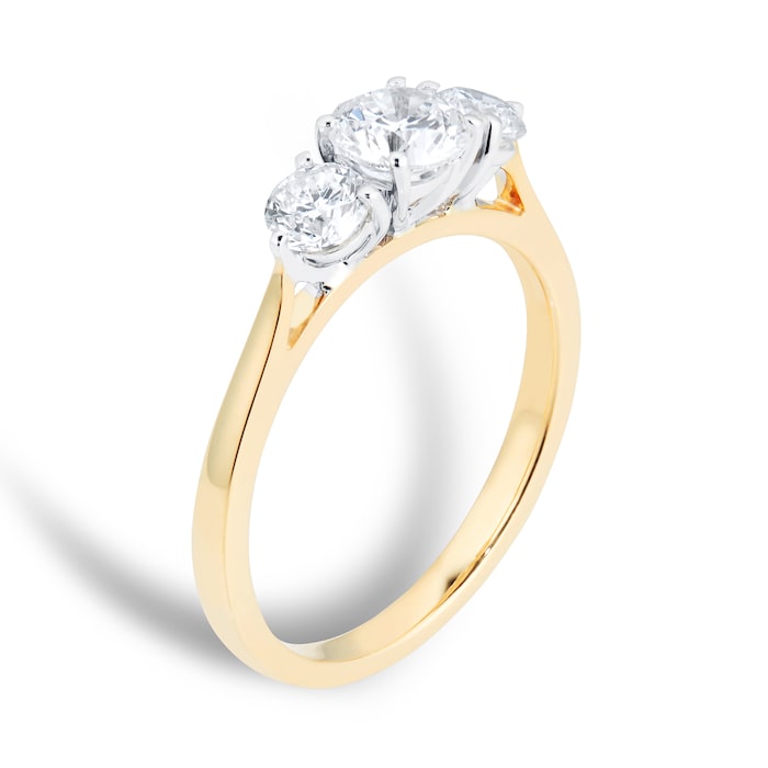 Goldsmiths 18ct Yellow Gold 1.00cttw Diamond Three Stone Engagement Ring