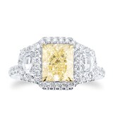 Mappin & Webb Platinum 2.91cttw Three Stone Yellow Diamond Ring