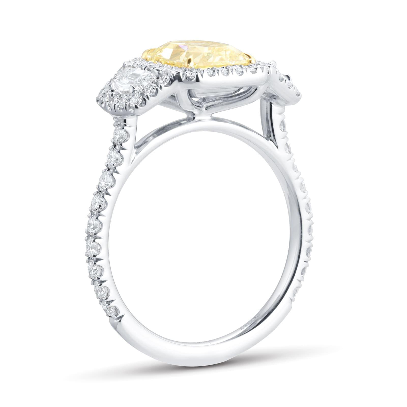 Mappin & Webb Platinum 2.91cttw Three Stone Yellow Diamond Ring ...