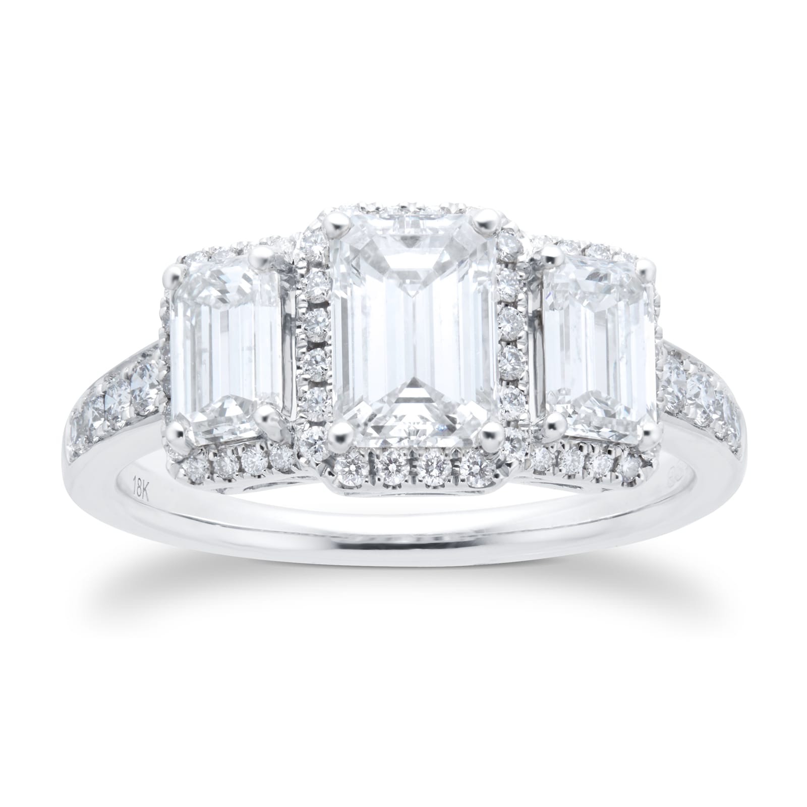 Goldsmiths 18ct White Gold 2.33cttw Three Stone Diamond Ring