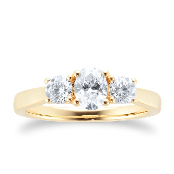 Goldsmiths 18ct Yellow Gold 0.90cttw Diamond 3 Stone Engagement Ring