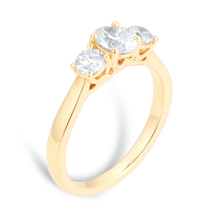 Goldsmiths 18ct Yellow Gold 0.90cttw Diamond 3 Stone Engagement Ring