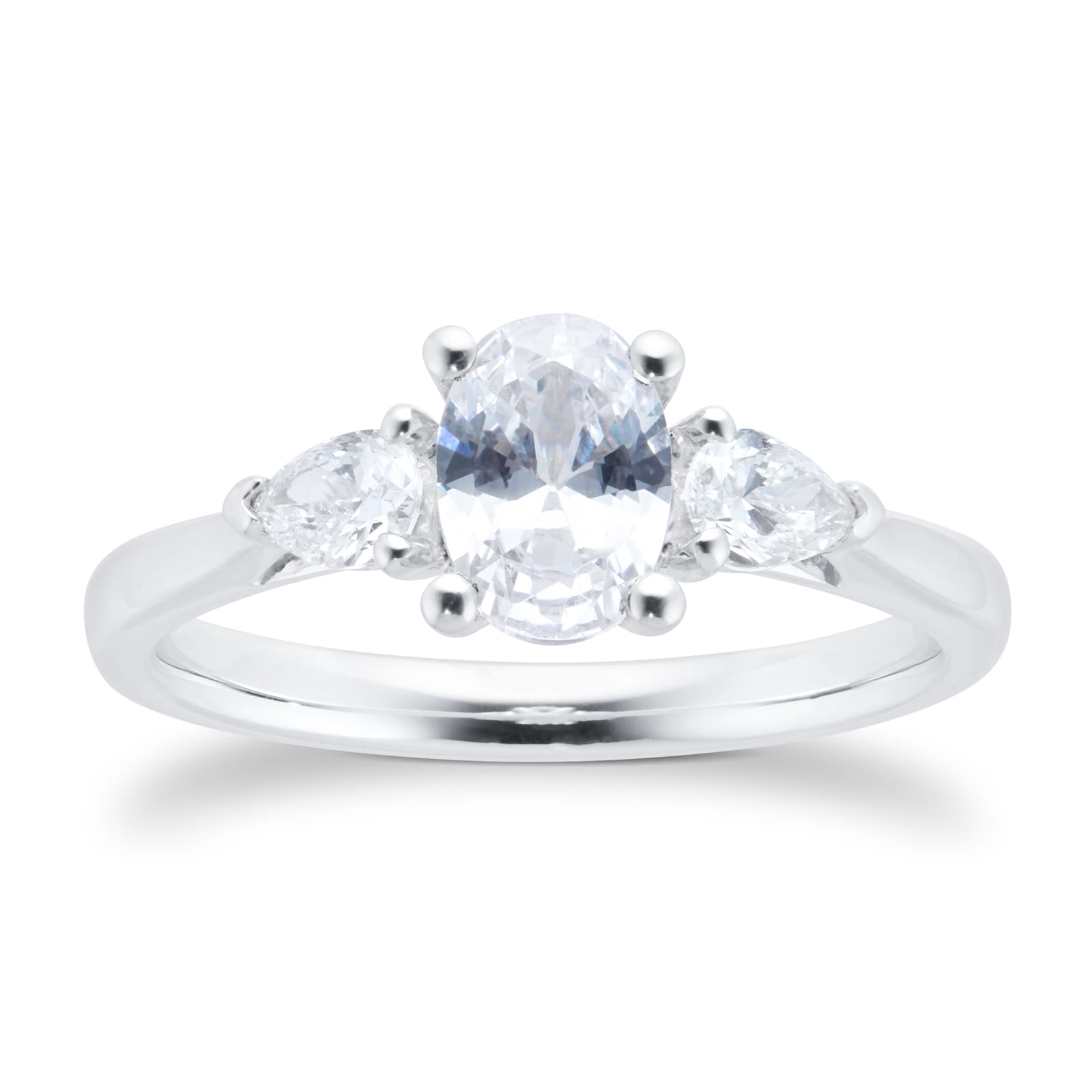 Platinum 1.00cttw Diamond 3 stone Engagement Ring - Ring Size L