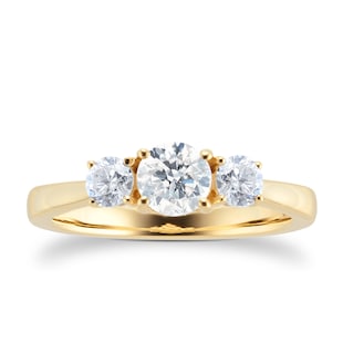 Goldsmiths 18ct Yellow Gold 1.00ct Diamond 3 Stone Engagement Ring