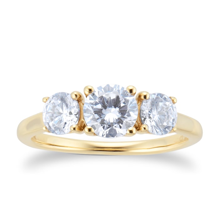Goldsmiths 18ct Yellow Gold 1.50cttw Three Stone Engagement Ring