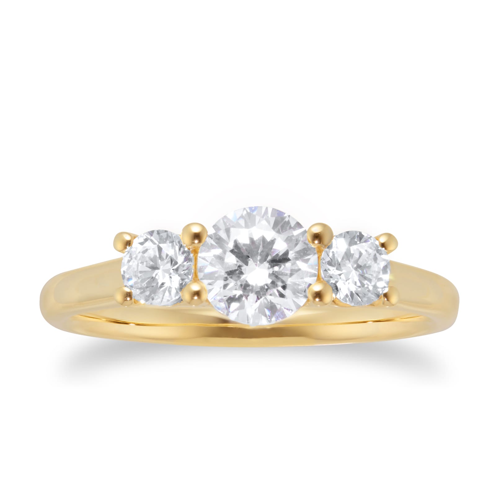 18ct Yellow Gold 1.00ct Diamond 3 Stone Engagement Ring - Ring Size O