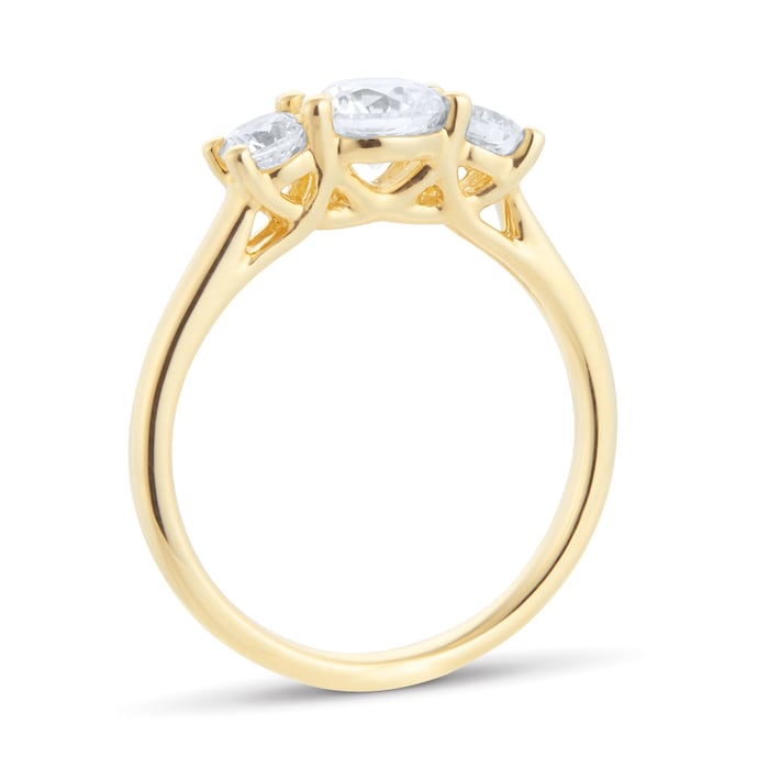 Goldsmiths 18ct Yellow Gold 1.00ct Diamond 3 Stone Engagement Ring - Ring Size O