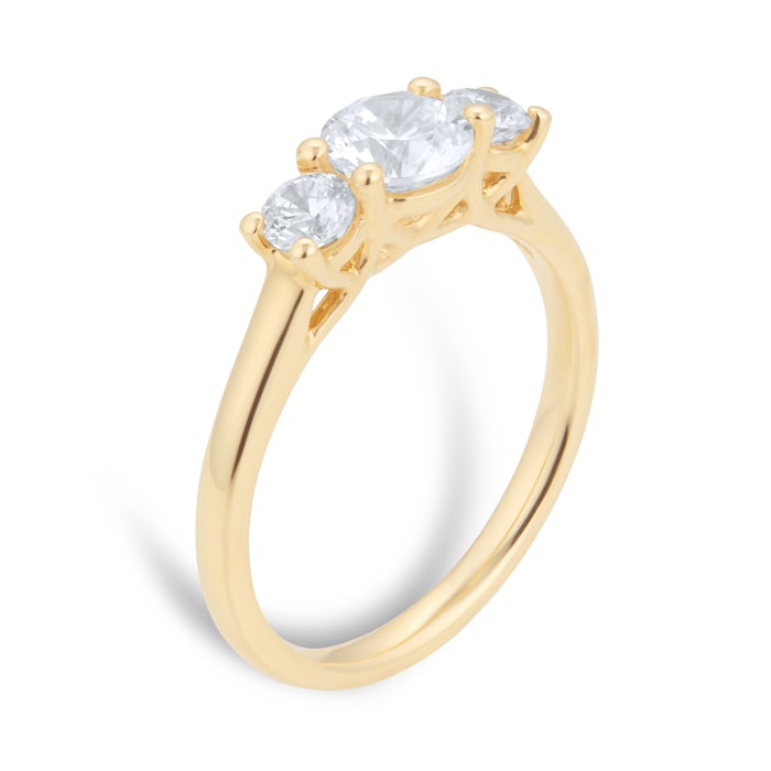 Goldsmiths 18ct Yellow Gold 1.00ct Diamond 3 Stone Engagement Ring - Ring Size M