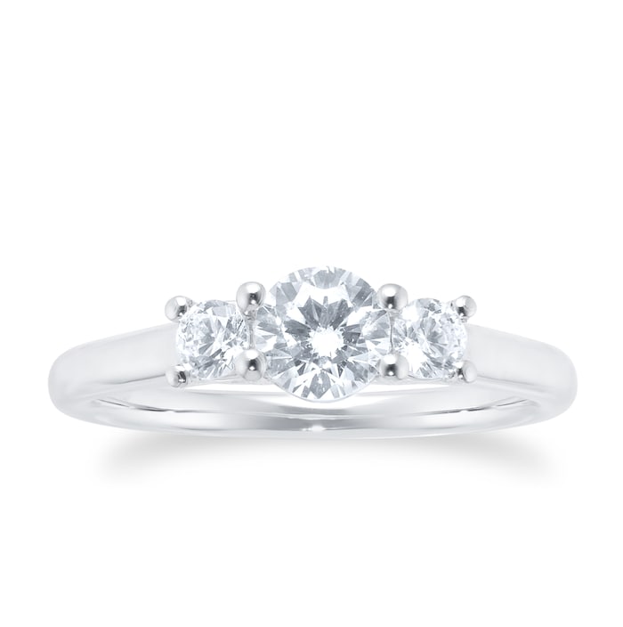 Goldsmiths Platinum 0.70ct Diamond 3 Stone Engagement Ring