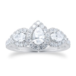 06031079 - 18ct White Gold 1.00ct Diamond Triple Pear Halo Engagement Ring
