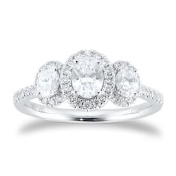 06031087 - 18ct White Gold 1ct Diamond Triple Oval Halo Engagement Ring