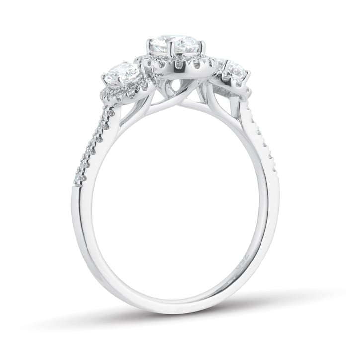 Goldsmiths 18ct White Gold 1ct Diamond Triple Oval Halo Engagement Ring