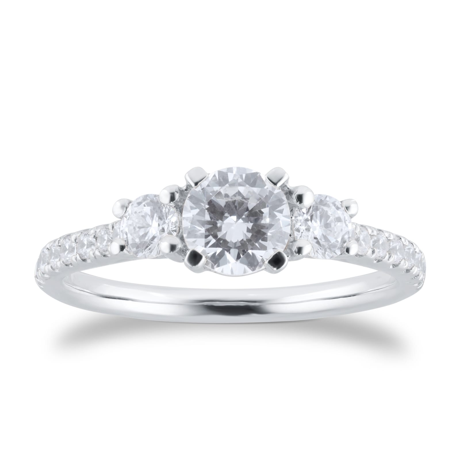 Goldsmiths Platinum 1.00cttw Diamond 3 Stone Engagement Ring - Ring Size I Goldsmiths Platinum 1.00cttw Diamond 3 Stone Engagement Ring - Ring Size I