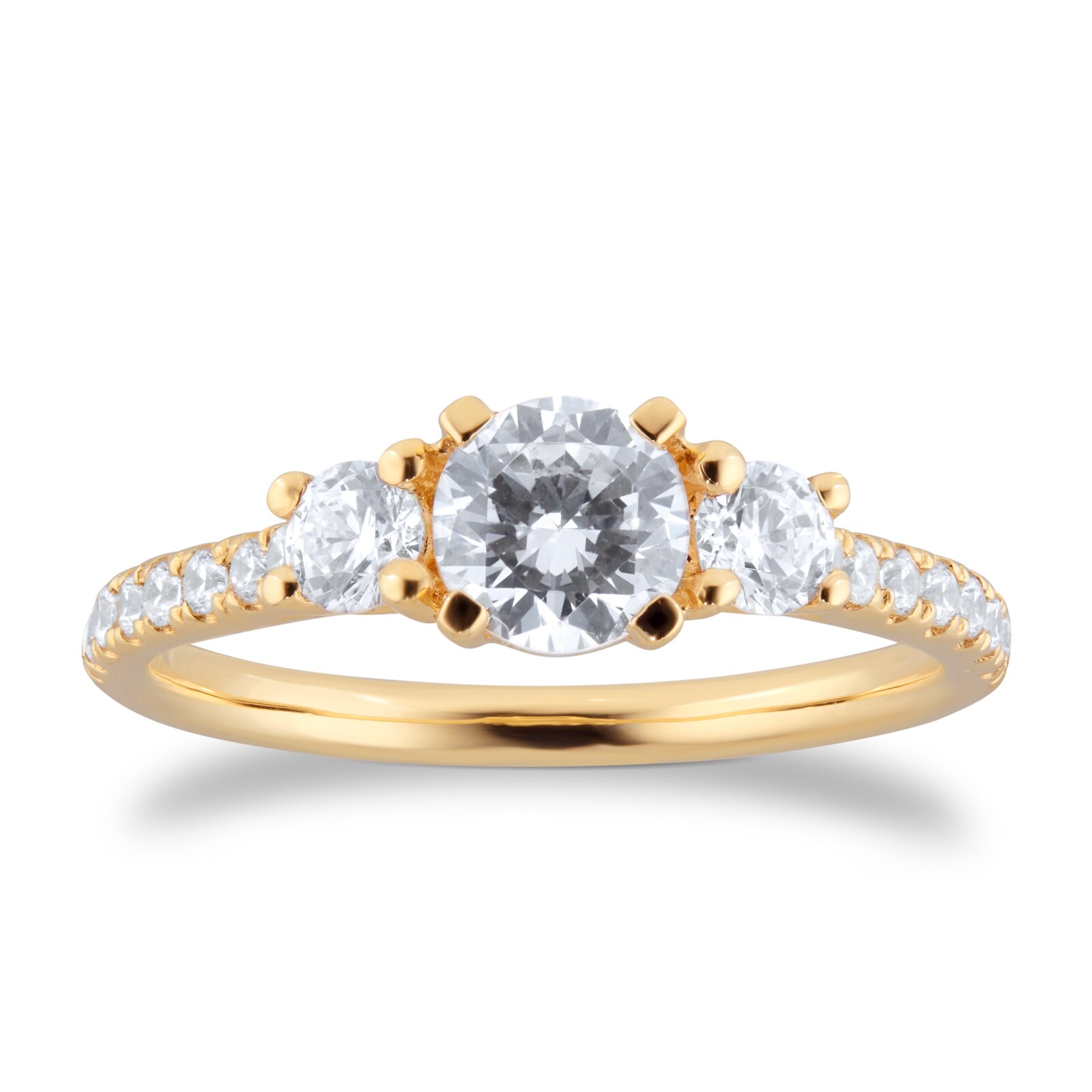 Goldsmiths 18ct Yellow Gold 1.00cttw Diamond 3 Stone Engagement Ring Goldsmiths 18ct Yellow Gold 1.00cttw Diamond 3 Stone Engagement Ring