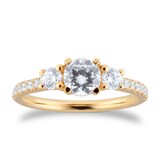 Goldsmiths 18ct Yellow Gold 1.00cttw Diamond 3 Stone Engagement Ring