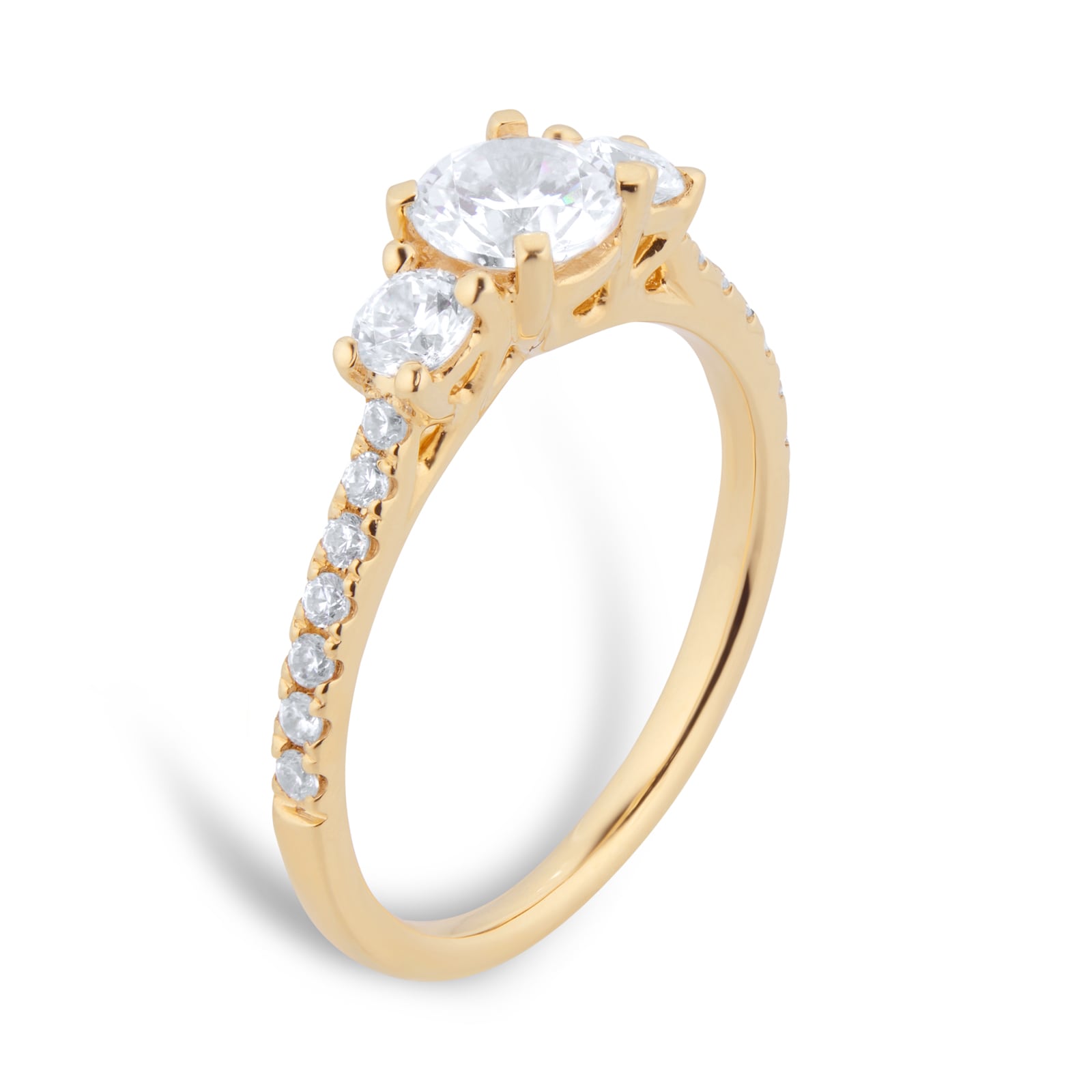 Goldsmiths 18ct Yellow Gold 1.00cttw Diamond 3 Stone Engagement Ring Goldsmiths 18ct Yellow Gold 1.00cttw Diamond 3 Stone Engagement Ring