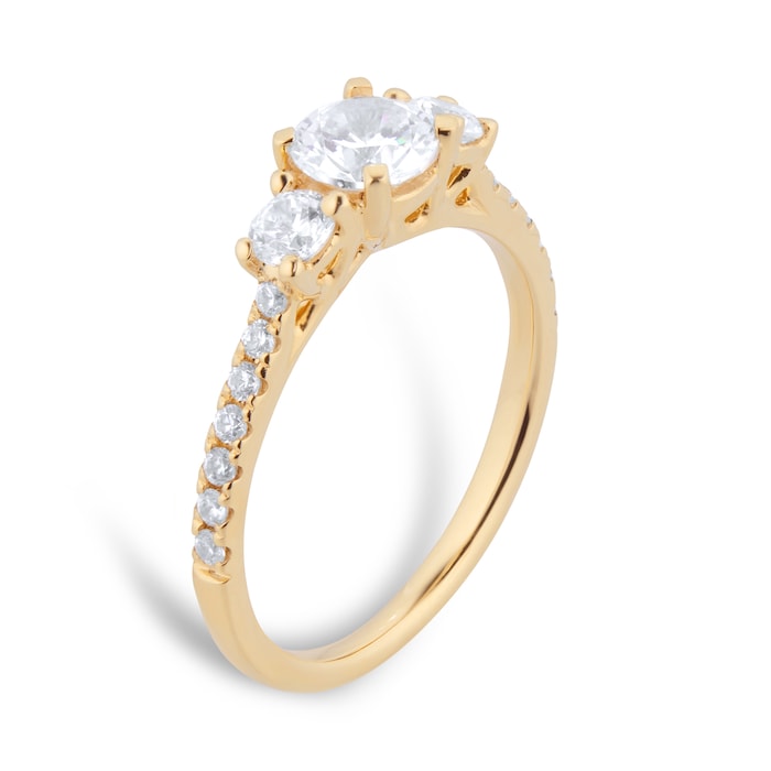 Goldsmiths 18ct Yellow Gold 1.00cttw Diamond 3 Stone Engagement Ring