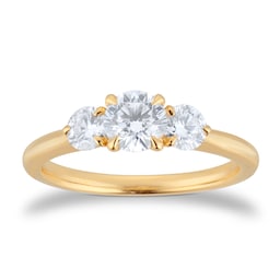 06031100 - Exclusive 18ct Yellow Gold 1.00cttw Brilliant Cut 3 Stone Goldsmiths Signature Diamond Engagement Ring