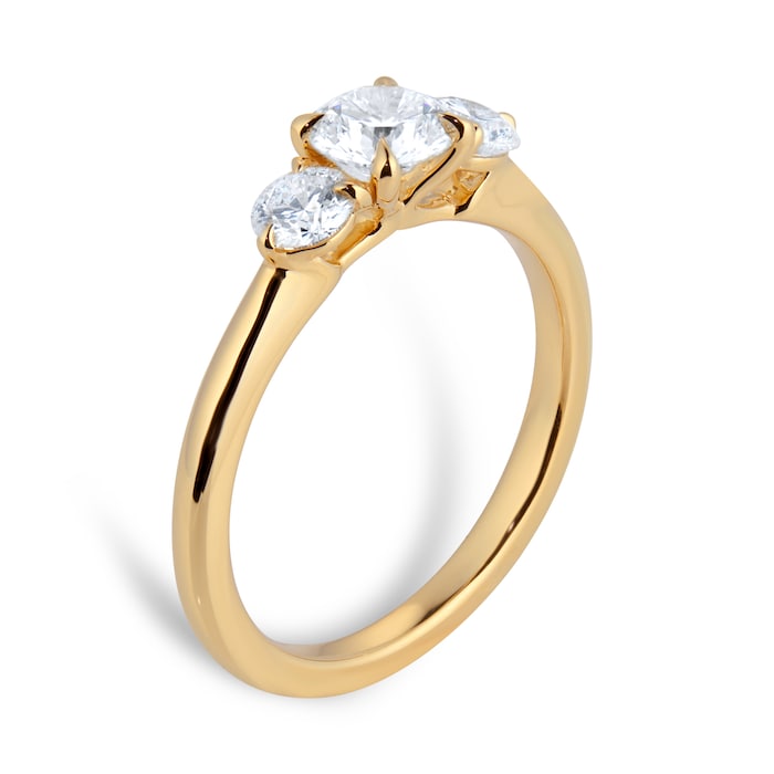Goldsmiths Exclusive 18ct Yellow Gold 1.00cttw Brilliant Cut 3 Stone Diamond Engagement Ring