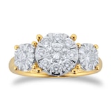 Goldsmiths 18ct White Gold 1.00cttw Diamond Cluster Engagement Ring with Set Shoulders