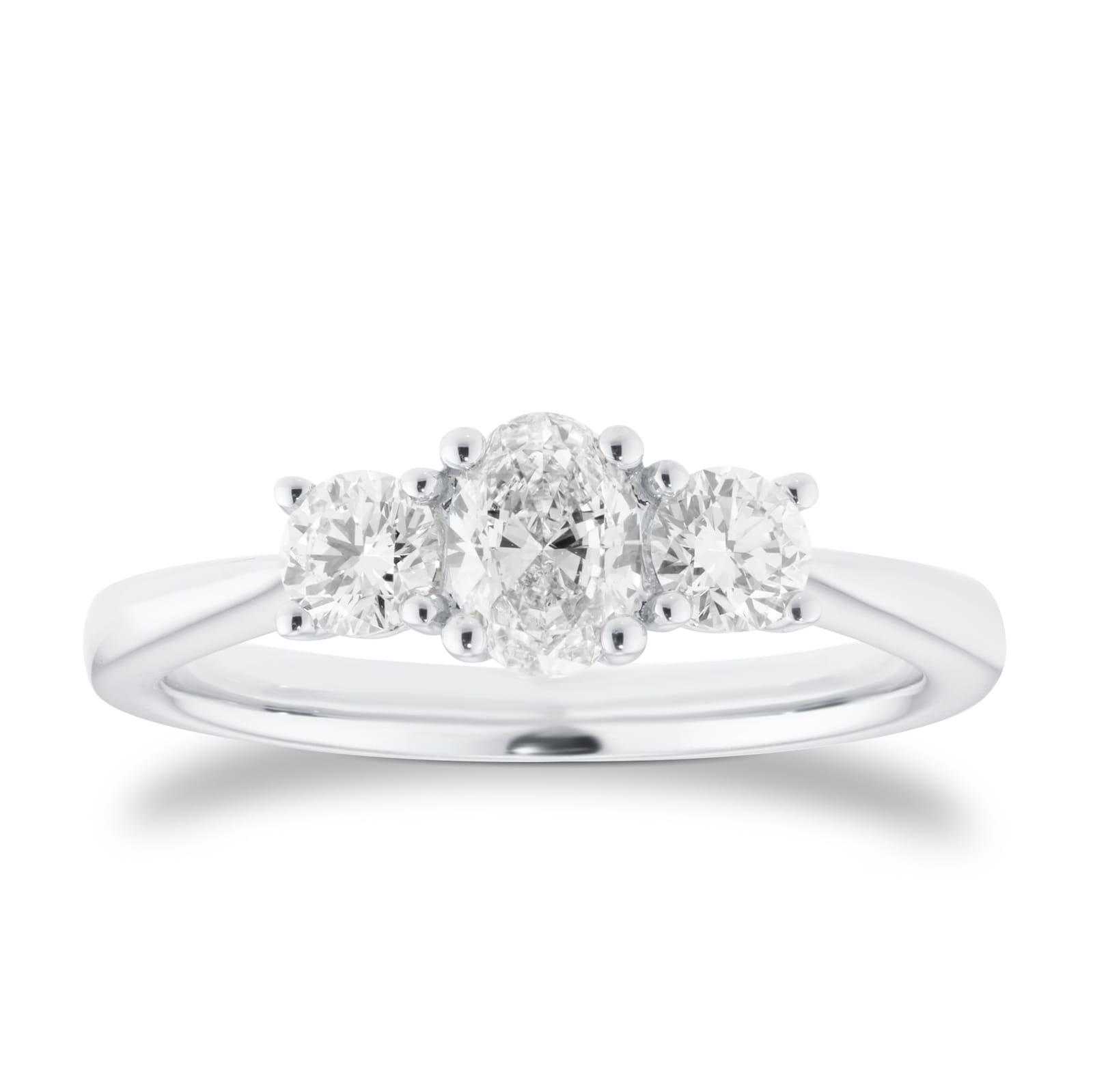 Goldsmiths Platinum 0.76cttw Oval and Brilliant Cut Diamond 3 Stone Engagement Ring Goldsmiths Platinum 0.76cttw Oval and Brilliant Cut Diamond 3 Stone Engagement Ring