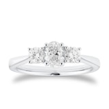 Goldsmiths Platinum 0.76cttw Oval and Brilliant Cut Diamond 3 Stone Engagement Ring