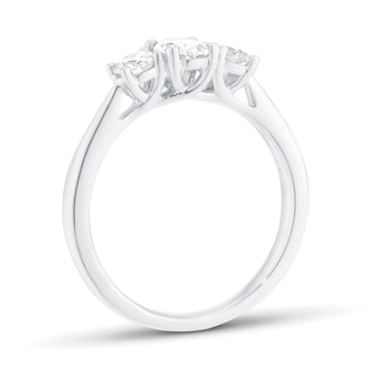 Goldsmiths Platinum 0.76cttw Oval and Brilliant Cut Diamond 3 Stone Engagement Ring