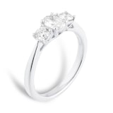 Goldsmiths Platinum 0.76cttw Oval and Brilliant Cut Diamond 3 Stone Engagement Ring