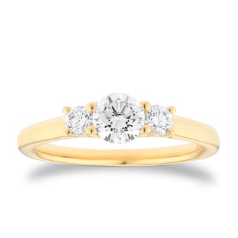 Best Luxury 
18ct Yellow Gold 0.70cttw Round Brilliant Cut Diamond 3 Stone Engagement Ring