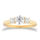 Goldsmiths 18ct Yellow Gold 1.00cttw Round Brilliant Cut Diamond 3 Stone Engagement Ring