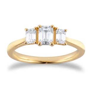 Best Luxury 
18ct Yellow Gold 0.75cttw Emerald Cut Diamond Three Stone Engagement Ring